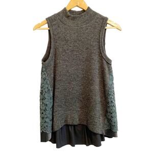 Anthropologie Moth Charcoal Sleeveless Mock Neck Sweater Top